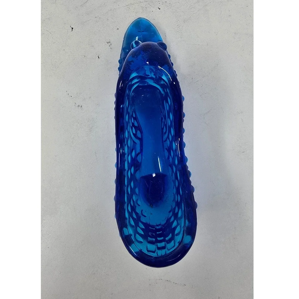 Vtg Fenton hobnail cobalt art glass shoe slipper Victorian boot whimsical